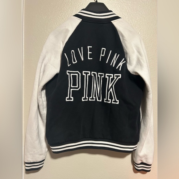 PINK Victoria's Secret Varsity Jacket Black and White- size m/l - Picture 2 of 13
